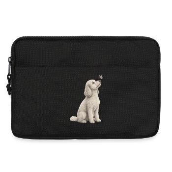 Motif caniche avec papillon pour les amateurs d’animaux - Sacoche pour ordinateur portable 13 pouces - noir - Devant