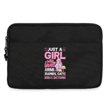 Anime Girl Ramen Cats Boba Drawing - Laptop bag 13" - black - Front