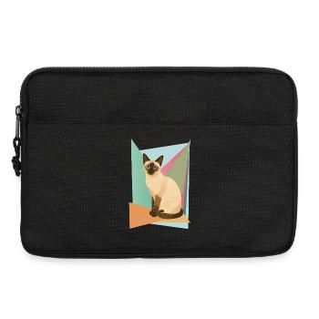 Élégant chat siamois dans un style géométrique - Sacoche pour ordinateur portable 13 pouces - noir - Devant