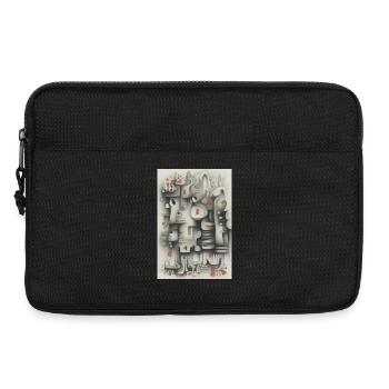 Gray Abstract City with Orange Accents - Laptop bag 13" - black - Front