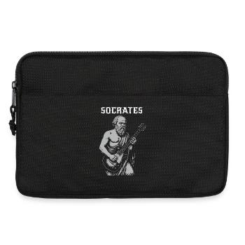 Socrate jouant de la guitare rock - Sacoche pour ordinateur portable 13 pouces - noir - Devant