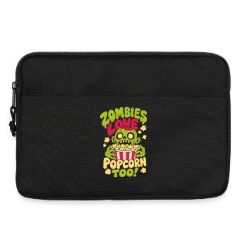 Les zombies adorent le pop-corn aussi design horrifique - Sacoche pour ordinateur portable 13 pouces - noir - Devant