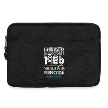 Anniversaire 40 ans - Fabriquée en Octobre 1986 - Sacoche pour ordinateur portable 13 pouces - noir - Devant