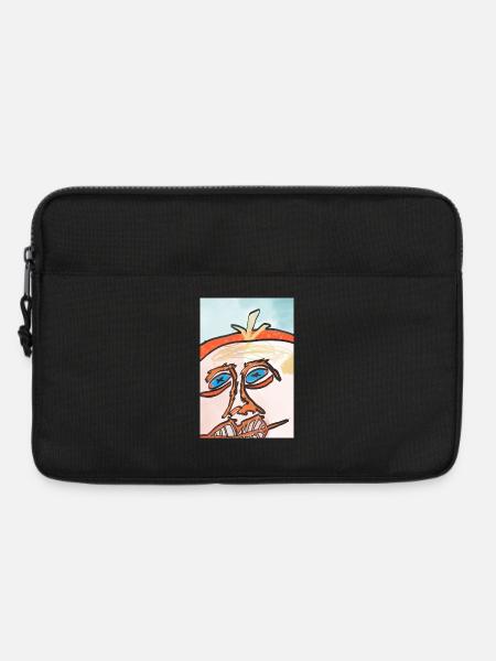 Sonnengesicht in Linienkunst - Laptoptasche 13" - Schwarz