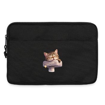 Chat satisfait sur un griffoir - Sacoche pour ordinateur portable 13 pouces - noir - Devant