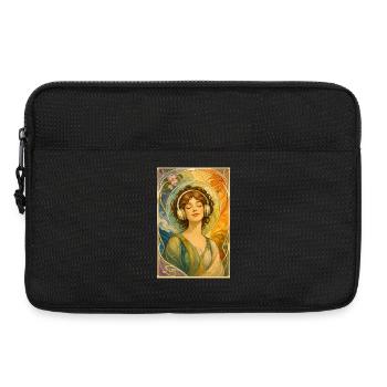 Frau im Stil des Art Nouveau mit Kopfhörern . 1 - Laptoptasche 13" - Schwarz - Vorne