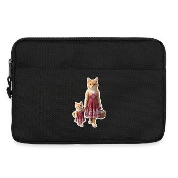Ginger Cat Mom & Kitten Matching Dress | Whimsical - Sacoche pour ordinateur portable 13 pouces - noir - Devant