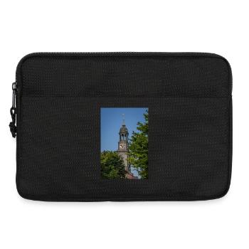 L’église Saint-Michel entre deux arbres - Sacoche pour ordinateur portable 13 pouces - noir - Devant