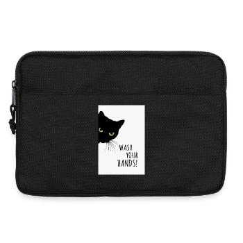 Lave-toi les mains ! – Affiche drôle de chat - Sacoche pour ordinateur portable 13 pouces - noir - Devant