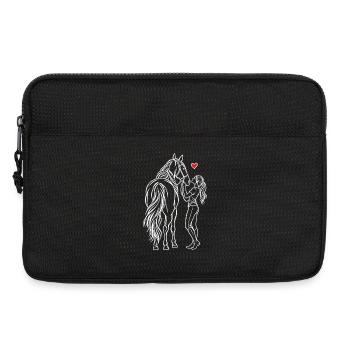 Cavalière de poney montée à cheval - Sacoche pour ordinateur portable 13 pouces - noir - Devant