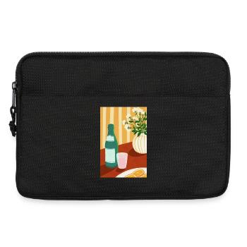 Warmer Stillleben Flasche, weiße Blüten - Laptoptasche 13" - Schwarz - Vorne