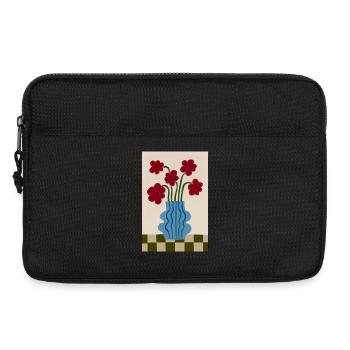 Rote Blumen in Blauem Gefäß - Laptoptasche 13" - Schwarz - Vorne