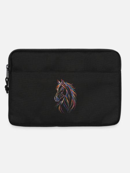 Mehrfarbiges Pferd – Bleistiftporträt - Laptoptasche 13" - Schwarz