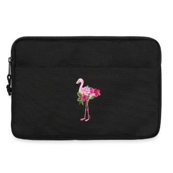 flamant rose avec des fleurs - Sacoche pour ordinateur portable 13 pouces - noir - Devant