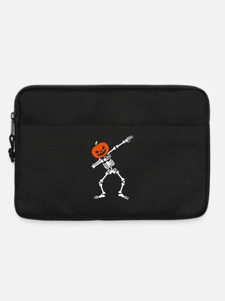 Dabbing Skelett dab Kürbis Kopf Halloween - Laptoptasche 13" - Schwarz