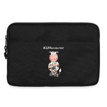 Kuh mit Kuscheltier I KUHscheltier Wortspiel - Laptoptasche 13" - Schwarz - Vorne