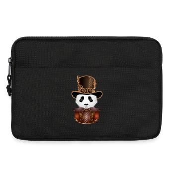 Steampunk Panda Bear avec un look de chapeau cylindre antique - Sacoche pour ordinateur portable 13 pouces - noir - Devant