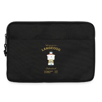 Langeoog Wasserturm, Schrift Gold, Ostfriesland - Laptoptasche 13" - Schwarz - Vorne
