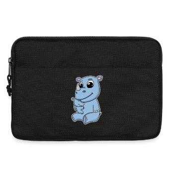 Famille Rhinocéros - Rhinocéros avec bébé - Motif Rhinocéros - Sacoche pour ordinateur portable 13 pouces - noir - Devant