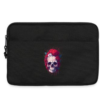 Totenkopf mit roten Blumen - Laptoptasche 13" - Schwarz - Vorne