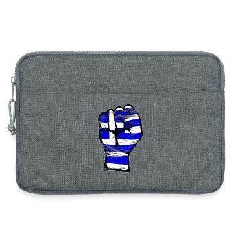 Grèce Drapeau Poing Main Utilisé Symbole - Sacoche pour ordinateur portable 13 pouces - gris chiné - Devant