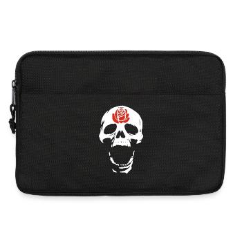 Le crâne blanc et la rose - Sacoche pour ordinateur portable 13 pouces - noir - Devant