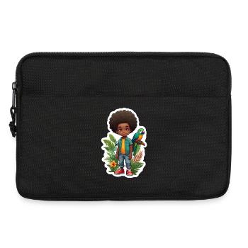 Kind mit Papagei umgeben von tropischer Natur - Laptoptasche 13" - Schwarz - Vorne