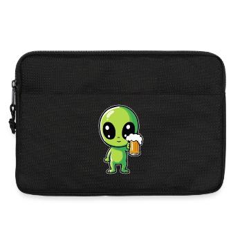 Alien avec de la bière - Sacoche pour ordinateur portable 13 pouces - noir - Devant