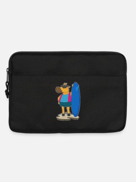 Giraffe Surfen Surfbrett Sommer - Laptoptasche 13" - Schwarz
