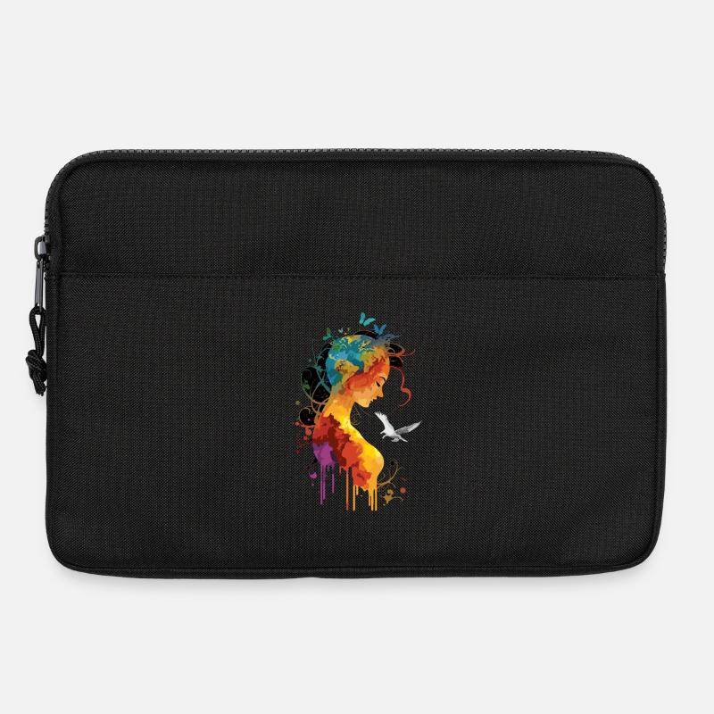 Geerdete Seele mit Schmetterling und Taube - Laptoptasche 13" - Schwarz