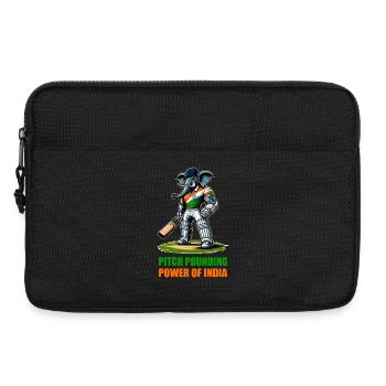 Motif d'éléphant de cricket indien - Sacoche pour ordinateur portable 13 pouces - noir - Devant