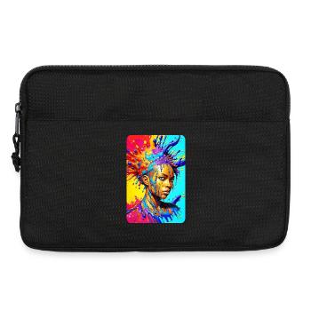 bunt splash art portrait schwarz grimmig frau - Laptoptasche 13" - Schwarz - Vorne