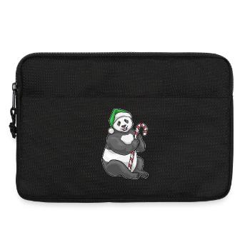 Panda Christmas Candy Cane - Laptop bag 13" - black - Front