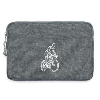 Dessin cycliste - Sacoche pour ordinateur portable 13 pouces - gris chiné - Devant