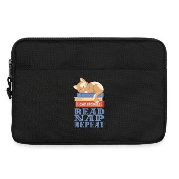 Chat endormi et livres - Sacoche pour ordinateur portable 13 pouces - noir - Devant