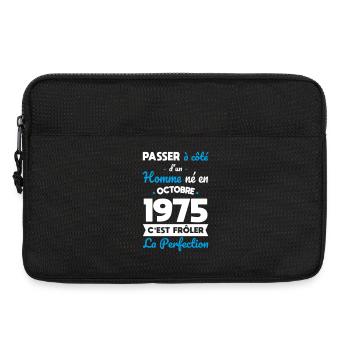 Anniversaire 50 ans - Né en Octobre 1975 - Sacoche pour ordinateur portable 13 pouces - noir - Devant