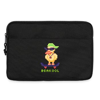 Canard Pixel Art avec planche à roulettes et casquette - Sacoche pour ordinateur portable 13 pouces - noir - Devant