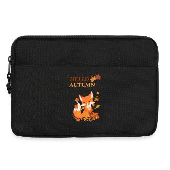 Verspielter Fuchs mit Blättern - Laptoptasche 13" - Schwarz - Vorne