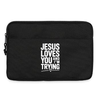 Jésus t’aime et j’essaie - Sacoche pour ordinateur portable 13 pouces - noir - Devant