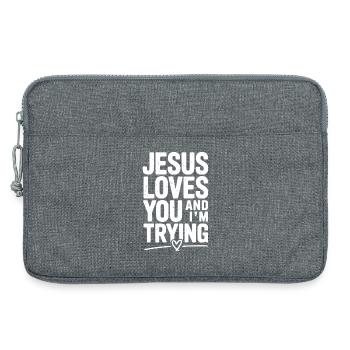 Jésus t’aime et j’essaie - Sacoche pour ordinateur portable 13 pouces - gris chiné - Devant