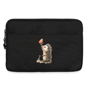 Hedgehog and butterfly - Laptop bag 13" - black - Front