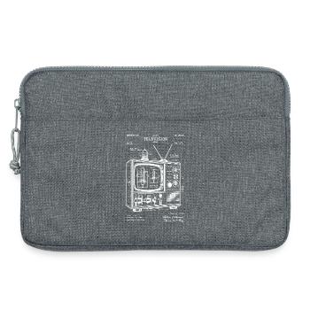 Vintage Television Schematic Blueprint patent Art - Laptop bag 13" - heather grey - Front