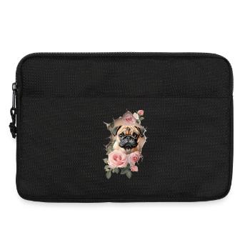 Pug Roses Vintage - Sacoche pour ordinateur portable 13 pouces - noir - Devant