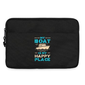 Boot als Happy Place – maritimes Motiv - Laptoptasche 13" - Schwarz - Vorne