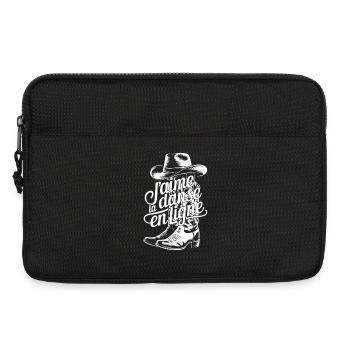 Cowboy-Stiefel und fließende Buchstaben - Laptoptasche 13" - Schwarz - Vorne