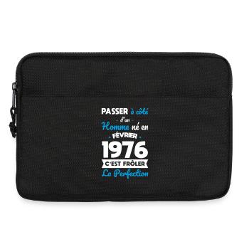 Anniversaire 50 ans - Né en Février 1976 - Sacoche pour ordinateur portable 13 pouces - noir - Devant