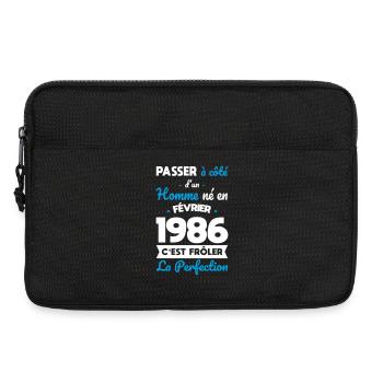 Anniversaire 40 ans - Né en Février 1986 - Sacoche pour ordinateur portable 13 pouces - noir - Devant
