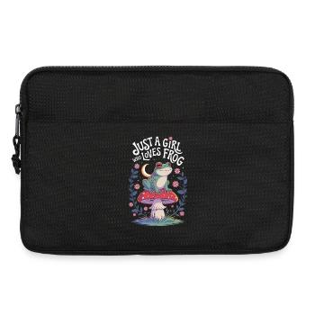 Juste une fille qui aime la grenouille - Sacoche pour ordinateur portable 13 pouces - noir - Devant