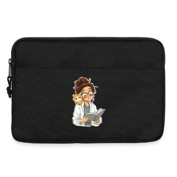 Cat Shoulder Reading Librarian Book Club T-Shirt - Laptoptasche 13" - Schwarz - Vorne