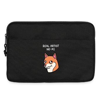 Real Artist No AI - Funny Derpy Shiba Dog - Laptop bag 13" - black - Front